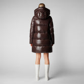 Women's Isabel Hooded Puffer Coat in Brown Black | Save The Duck