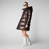 Women's Isabel Hooded Puffer Coat in Brown Black - Icons Collection | Save The Duck