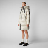 Women's Isabel Hooded Puffer Coat in Rainy Beige | Save The Duck