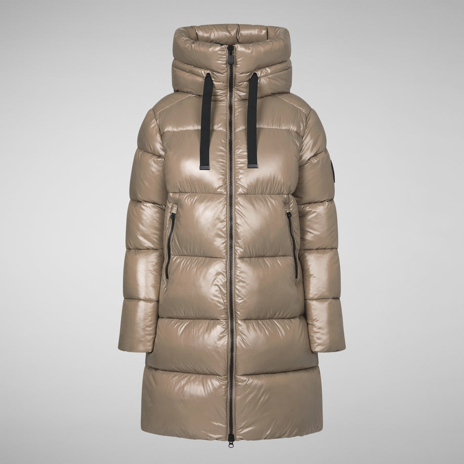 Women's Isabel Hooded Puffer Coat in Elephant Grey - Save The Duck