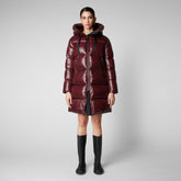 Women's Isabel Hooded Puffer Coat in Burgundy Black - Lightweight Puffers for Women | Save The Duck