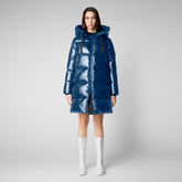 Women's Isabel Hooded Puffer Coat in Ink Blue | Save The Duck