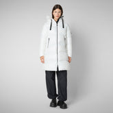 Women's Hooded Animal free Puffer Coat Isabel in Off white - COLORS | Save The Duck