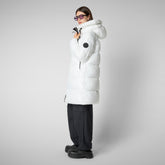 Women's Isabel Hooded Puffer Coat in Off White | Save The Duck