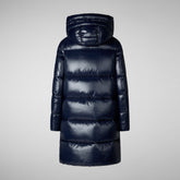 Women's Hooded Animal free Puffer Coat Isabel in blue black | Save The Duck