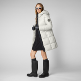 Women's Ines Hooded Puffer Coat in Off White | Save The Duck