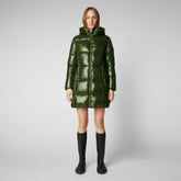 Women's Ines Hooded Puffer Coat in Pine Green - Women's Very Warm Collection | Save The Duck