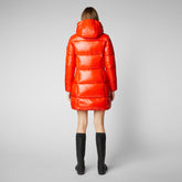 Women's Ines Hooded Puffer Coat in Poppy Red | Save The Duck