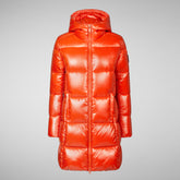 Women's Ines Hooded Puffer Coat in Poppy Red | Save The Duck