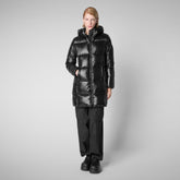 Women's Ines Hooded Puffer Jacket in Black | Save The Duck