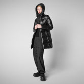 Women's Ines Hooded Puffer Jacket in Black | Save The Duck