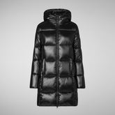 Women's Ines Hooded Puffer Jacket in Black | Save The Duck