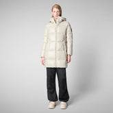 Women's Hooded Animal free Puffer Jacket Ines in Rainy Beige - Women's Icons | Save The Duck