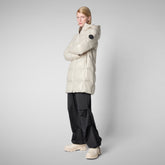 Women's Hooded Animal free Puffer Jacket Ines in Rainy Beige - Women's Icons | Save The Duck