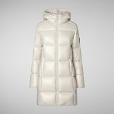 Woman's Ines Hooded Puffer Jacket in Rainy Beige | Save The Duck