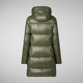 Woman's Ines Hooded Puffer Jacket in Laurel Green | Save The Duck