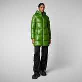 Woman's Ines Hooded Puffer Jacket in Grass Green | Save The Duck