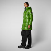 Woman's Ines Hooded Puffer Jacket in Grass Green | Save The Duck