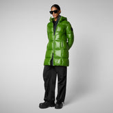 Woman's Ines Hooded Puffer Jacket in Grass Green | Save The Duck