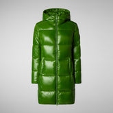 Woman's Ines Hooded Puffer Jacket in Grass Green | Save The Duck