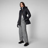 Women's Carol Puffer Coat with Detachable Hood in Black - Women's Coats | Save The Duck