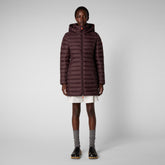 Women's Carol Puffer Coat with Detachable Hood in Burgundy Black | Save The Duck