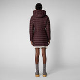 Women's Carol Puffer Coat with Detachable Hood in Burgundy Black - Women's Collection | Save The Duck