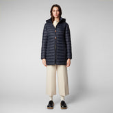 Women's Carol Puffer Coat with Detachable Hood in Blue Black - Women's Collection | Save The Duck