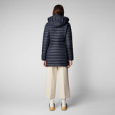 Women's Carol Puffer Coat with Detachable Hood in Blue Black - Women's Collection | Save The Duck