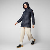 Women's Carol Puffer Coat with Detachable Hood in Blue Black | Save The Duck