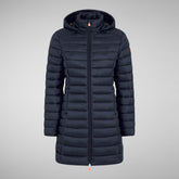 Women's Carol Puffer Coat with Detachable Hood in Blue Black | Save The Duck