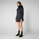 Women's Reese Hooded Puffer Coat in Black - IRIS Collection | Save The Duck