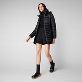 Women's Reese Hooded Puffer Coat in Black | Save The Duck