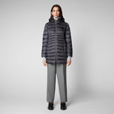 Women's Reese Hooded Puffer Coat in Ebony Grey | Save The Duck