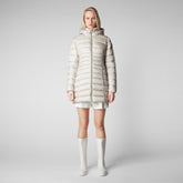 Women's Reese Hooded Puffer Coat in Rainy Beige - IRIS Collection | Save The Duck