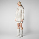 Women's Reese Hooded Puffer Coat in Rainy Beige | Save The Duck