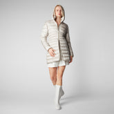 Women's Reese Hooded Puffer Coat in Rainy Beige - IRIS Collection | Save The Duck