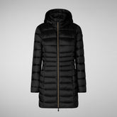 Women's Hooded Animal free Puffer Coat Reese in Black | Save The Duck