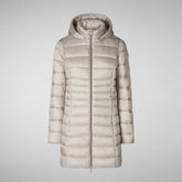 Women's Reese Hooded Puffer Coat in Rainy Beige | Save The Duck