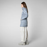 Women's Reese Hooded Puffer Coat in Blue Fog - Lightweight Puffers for Women | Save The Duck