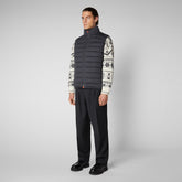 Men's Russell Puffer Vest in Grey Black - REAL Collection | Save The Duck