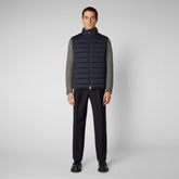 Men's Russell Puffer Vest in Blue Black - REAL Collection | Save The Duck