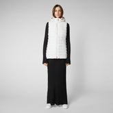 Women's Norah Long Puffer Vest with Faux Fur Lining in Off White - New Arrivals | Save The Duck