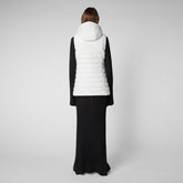 Women's Norah Long Puffer Vest with Faux Fur Lining in Off White - Holiday Party Collection | Save The Duck