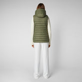 Women's Norah Long Puffer Vest with Faux Fur Lining in Laurel Green - Vests Collection | Save The Duck