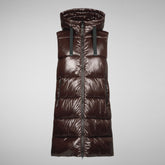 Women's Iria Long Hooded Puffer Vest in Pine Green | Save The Duck