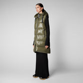 Women's Iria Long Hooded Puffer Vest in Laurel Green - Women's Icons Collection | Save The Duck