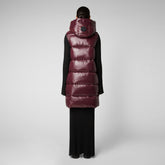 Women's Iria Long Hooded Puffer Vest in Burgundy Black - Women's Collection | Save The Duck