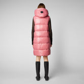 Women's Iria Long Hooded Puffer Vest in Bloom Pink - Women's Icons Collection | Save The Duck