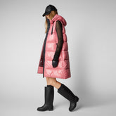 Women's Iria Long Hooded Puffer Vest in Bloom Pink | Save The Duck